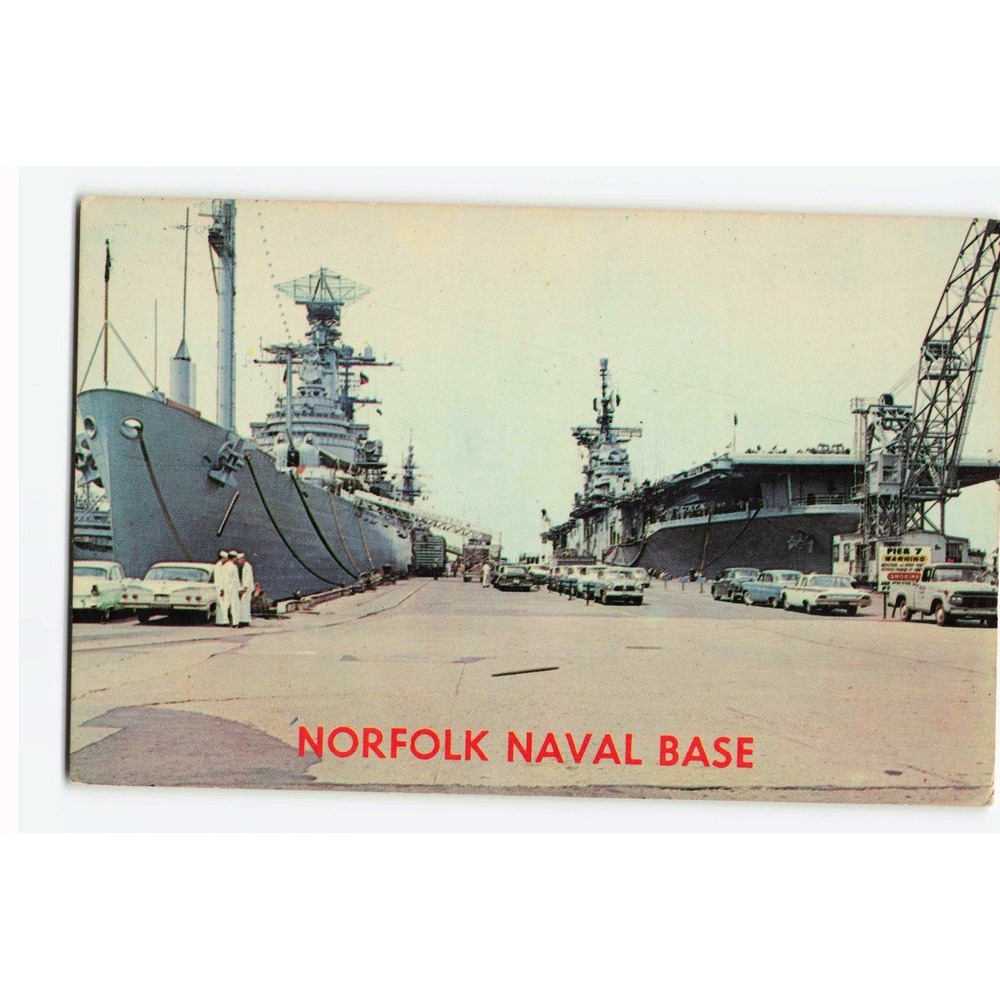 Vintage Norfolk Naval Base Virginia Postcard US Navy Ships Pier 7 Roy Photo